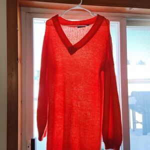 Brave Soul Bright Orange V-Neck Sweater